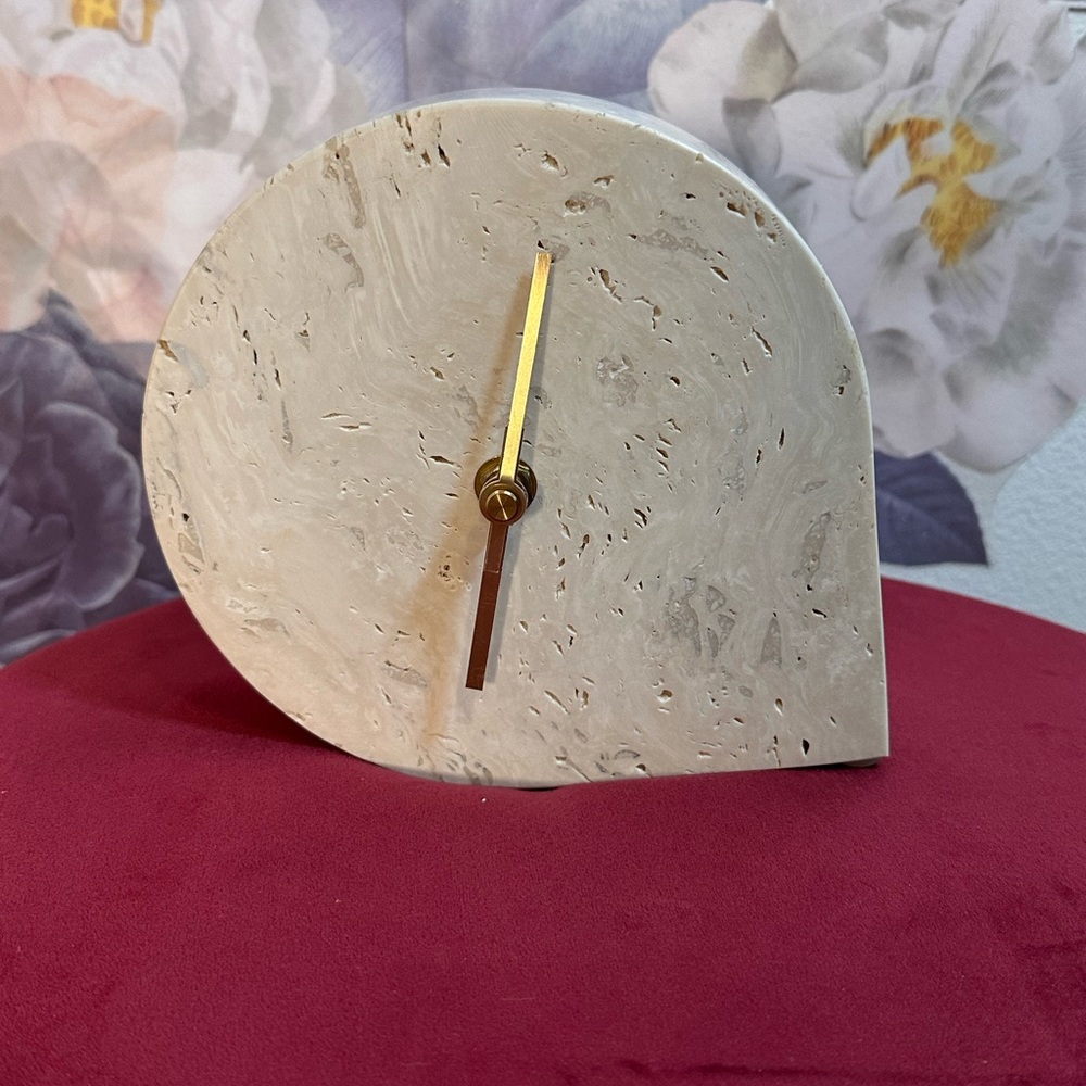 New AYTM Stilla Clock in Travertine marble ivory modern art deco wall clock - Picture 2 of 9